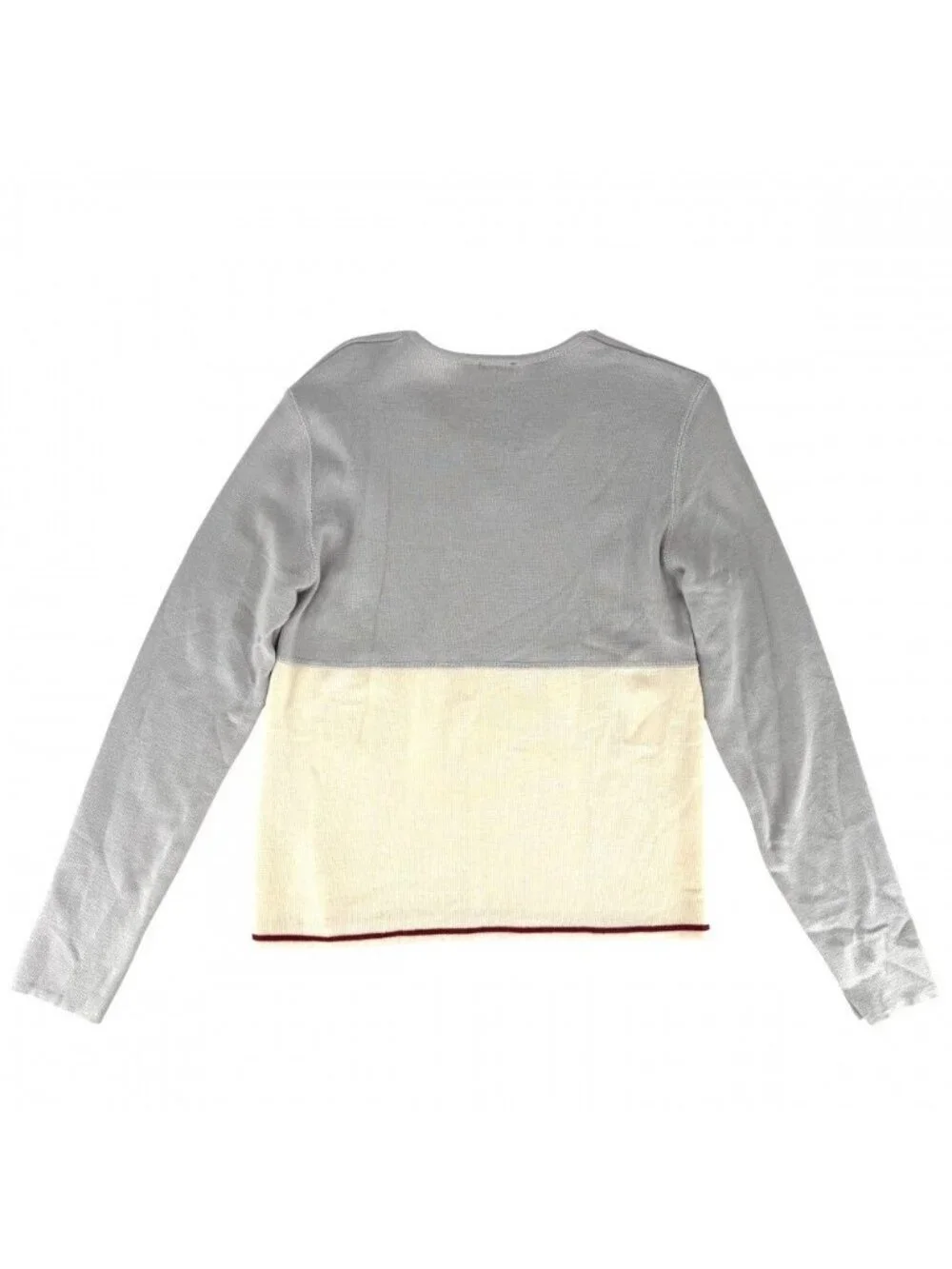 Chanel Top CC Logo Sweatshirt 50 Gray Ivory Gold Wool Spring Autumn Winter